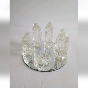 Vintage Nativity Scene 7 Piece Glass Mirror Base CBK ltd.1988 4" NICE!